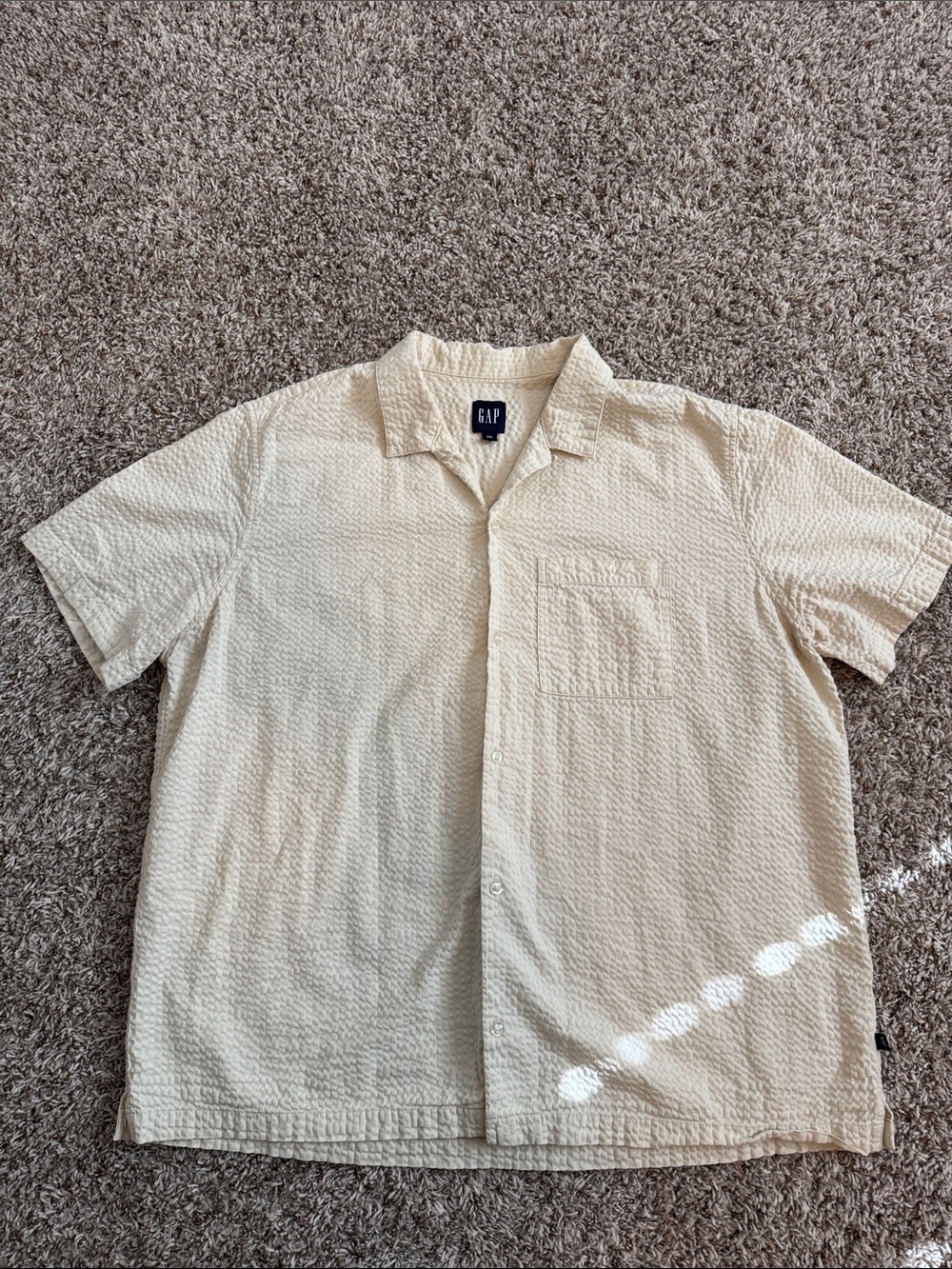 GAP Cream Seersucker Button Up Shirt Men’s XXL